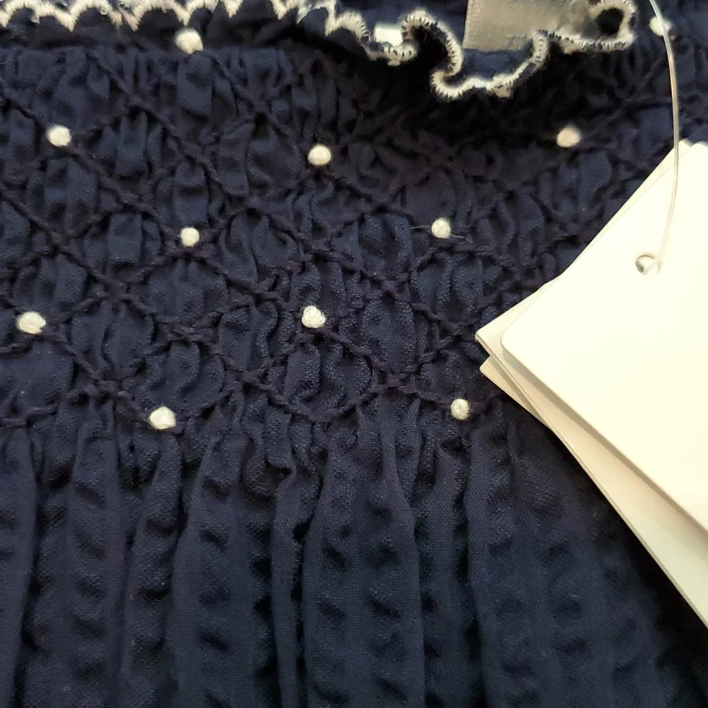 Ralph Lauren Hand Smocked Seersucker Shortall